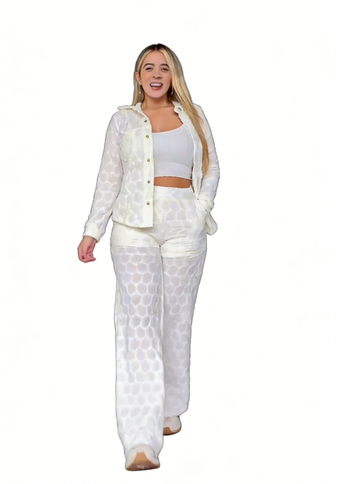 Ivory honeycomb tulle set