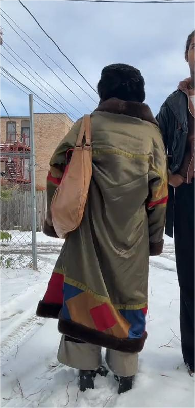 Long wool-trimmed coat