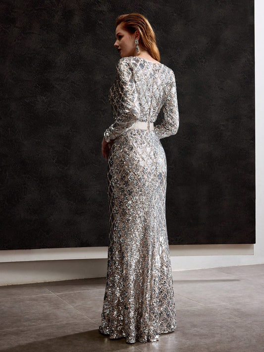 Silver sequined mermaid dress