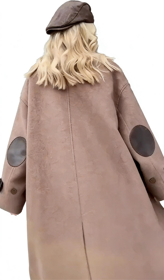 Long gray-brown button-down coat