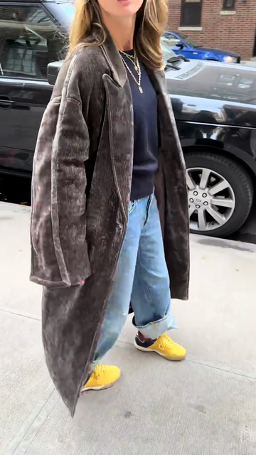 Oversized grey textured long coat