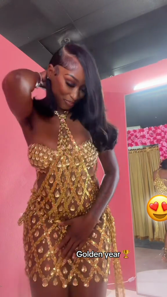 Sequin Sheer Halter Mini Dress
