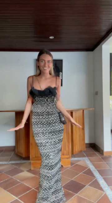 Black and white knitted long dress