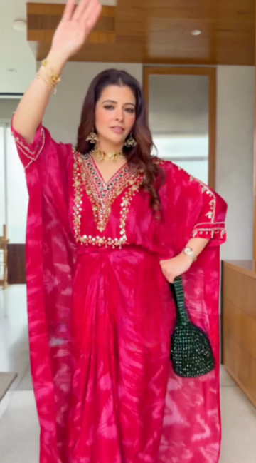 Deep red embroidered robe