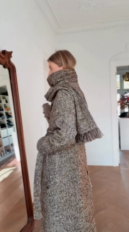 Brown tweed long coat