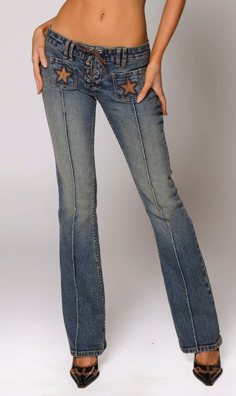 Star-patterned low-rise jeans