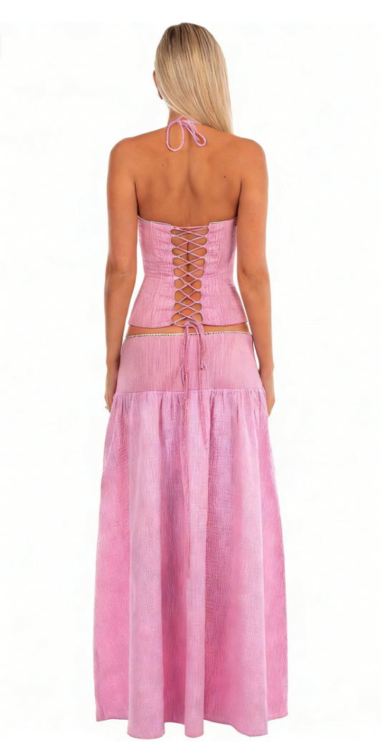 Light pink ribbed two-piece set