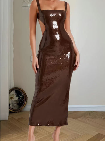 Sequin Cutout Midi Dress