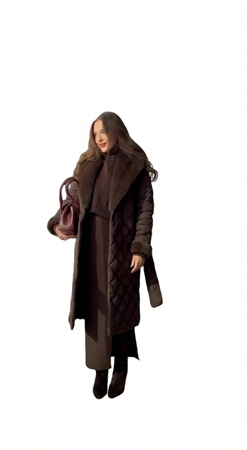 Chocolate brown quilted down jacket
