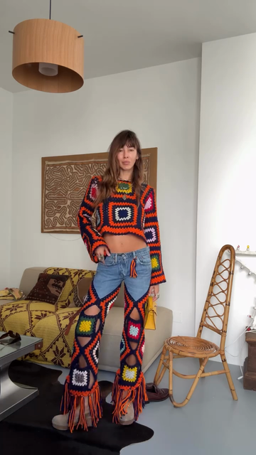 Crochet Patchwork Two Piece Set