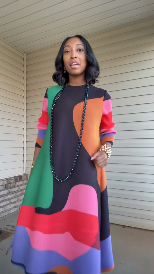 Bold Color-Block Maxi Dress