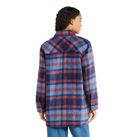Blue and red plaid coat