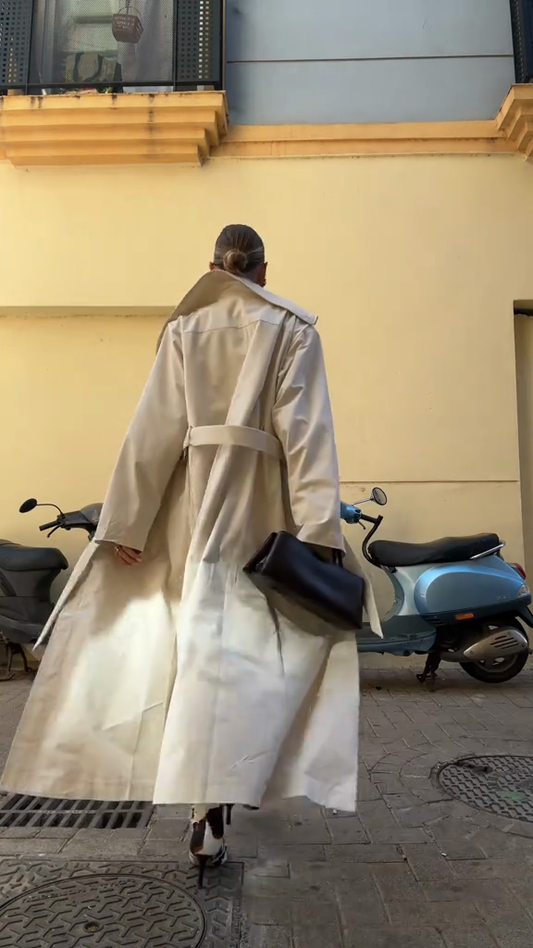 Cream oversized trench coat
