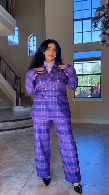 Multicolored plaid retro suit