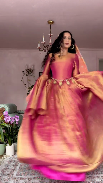Pink gradient shawl dress