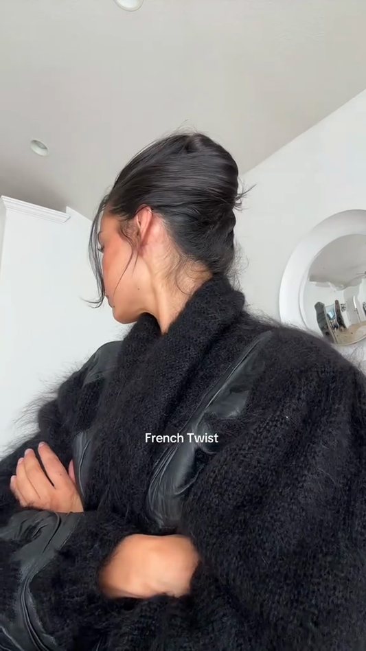 Leather Floral Detailing Coat