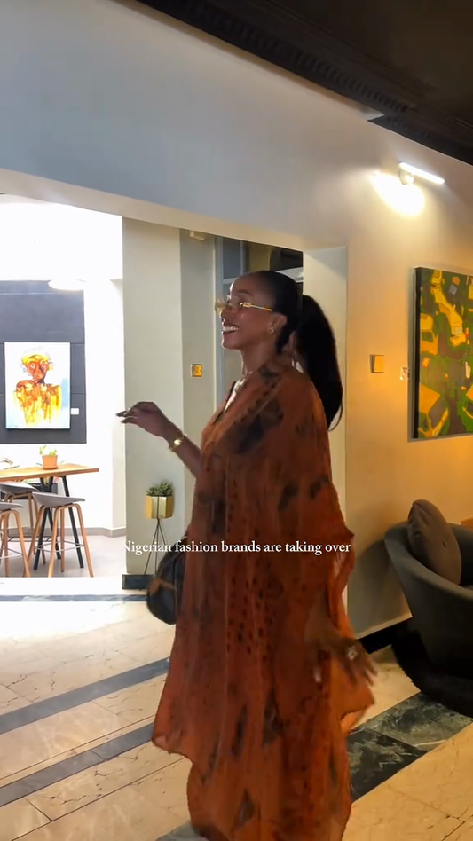 Rust Tie-Dye Sheer Capelet Two-Piece Set