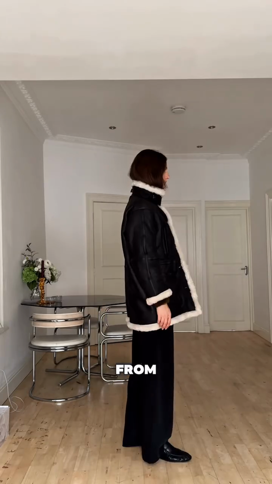 Shearling Trimmed Toggle Coat