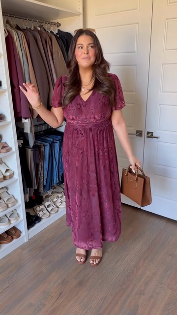 Burgundy textured long dress