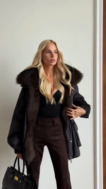 Charcoal gray oversized parka
