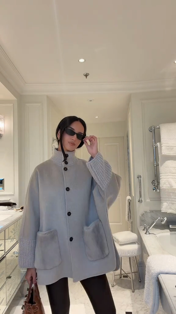 Knit Cuffs Oversized Coat