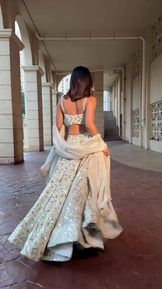 Beige embroidered Lehenga suit