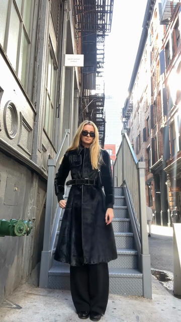 Black Faux Fur Trench Coat