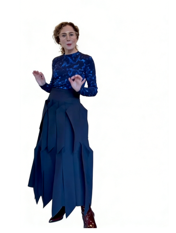 Printed asymmetrical midi skirt suit