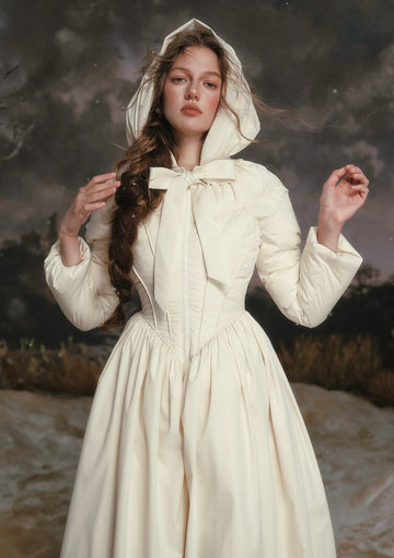 Retro-style hooded long coat