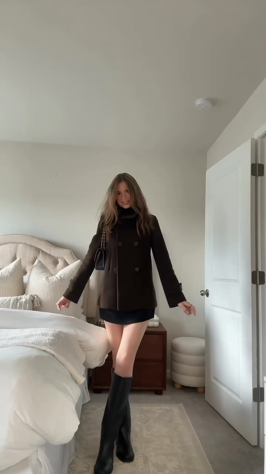 Brown Double-Breasted Pea Coat