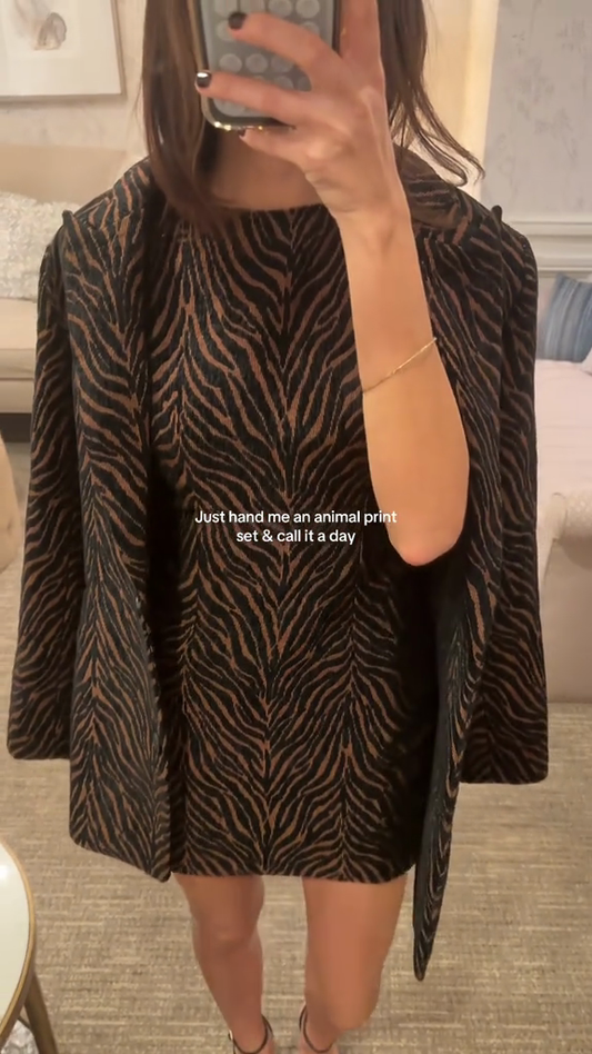 Brown-Black Zebra Print Two-Piece Se