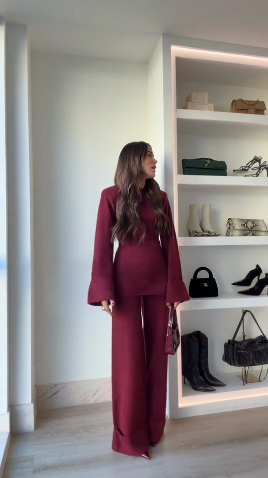 Burgundy knitwear set