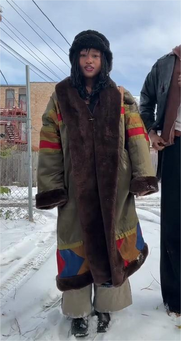 Long wool-trimmed coat