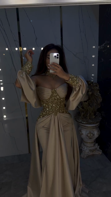 Champagne gold embellished dress