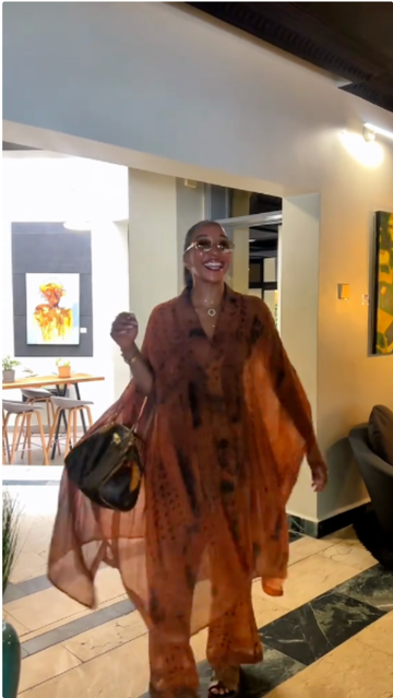 Rust Tie-Dye Sheer Capelet Two-Piece Set