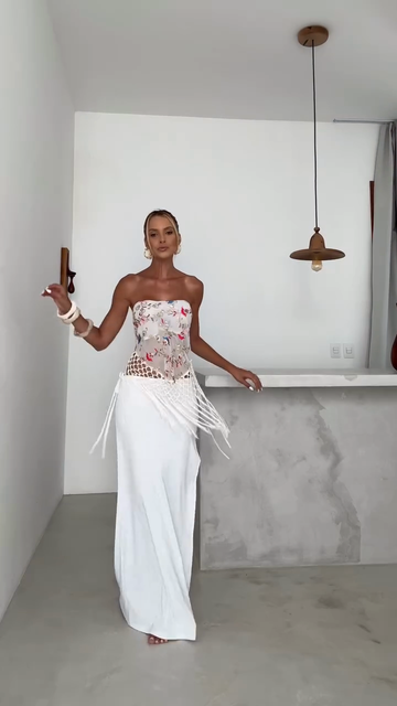 Embroidered Strapless Set