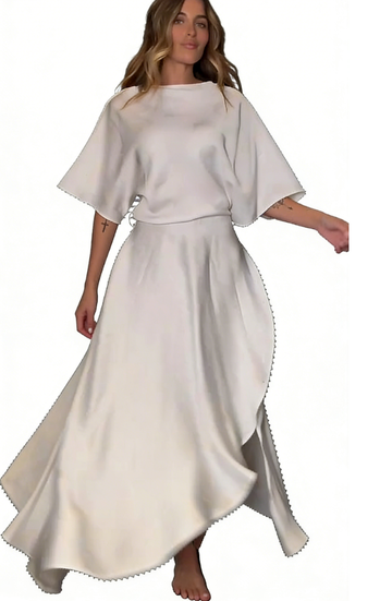 Ivory Satin Convertible Dress