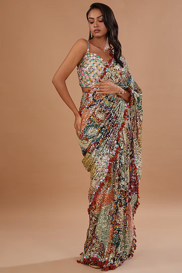 Colorful sequined sari