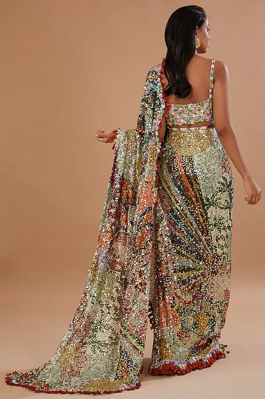 Colorful sequined sari