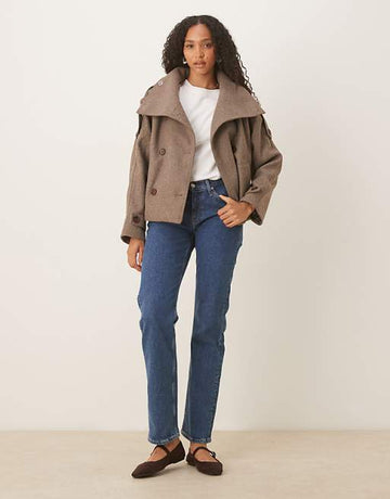 Fashionable Double Breasted Short Coat