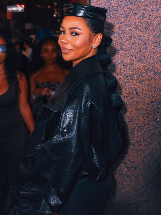 All-black leather jacket