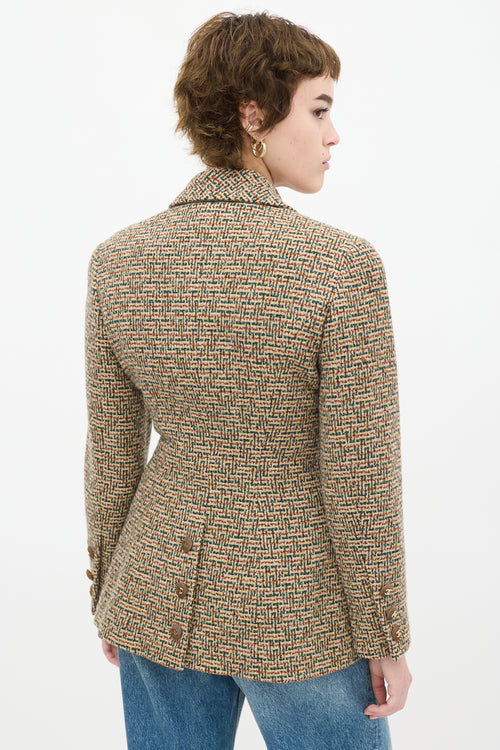 Tweed blazer with suede patches