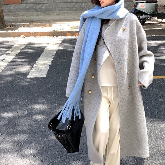 Double-breasted wool coat