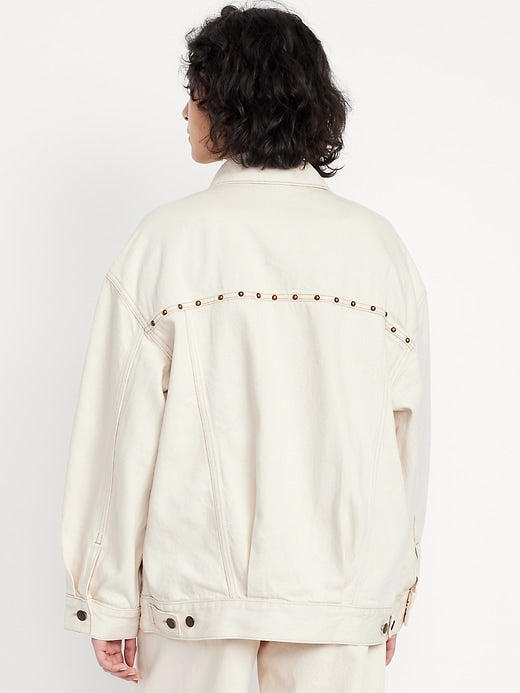Oversized Studded Jean Jacket Set