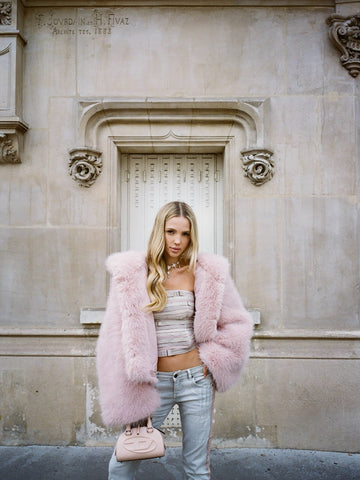 Pink Faux Fur Cropped Jacket