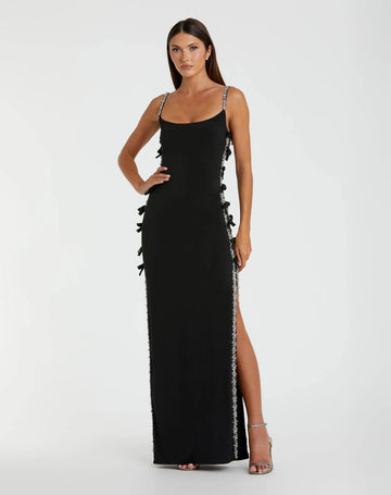 Black high-slit cutout dress