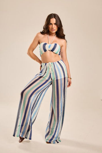 Multi-colored striped woven set