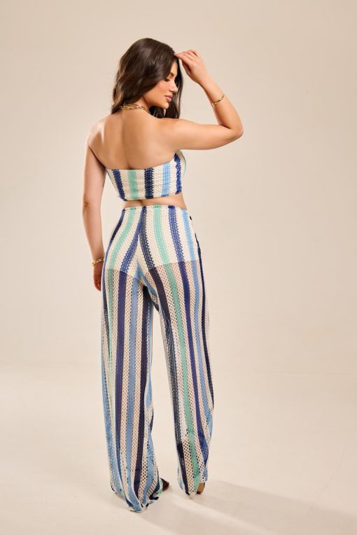 Multi-colored striped woven set