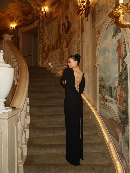 Black backless dress
