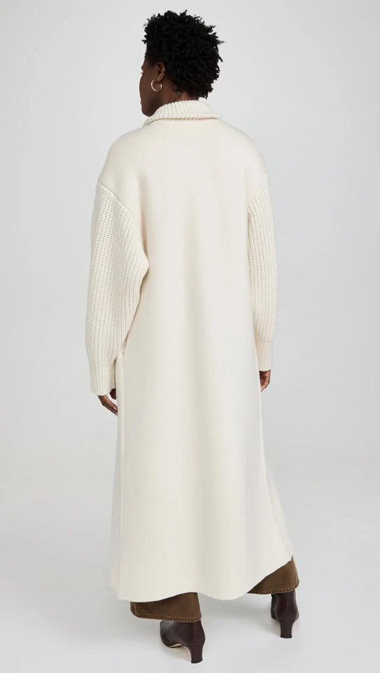 Beige tassel long coat